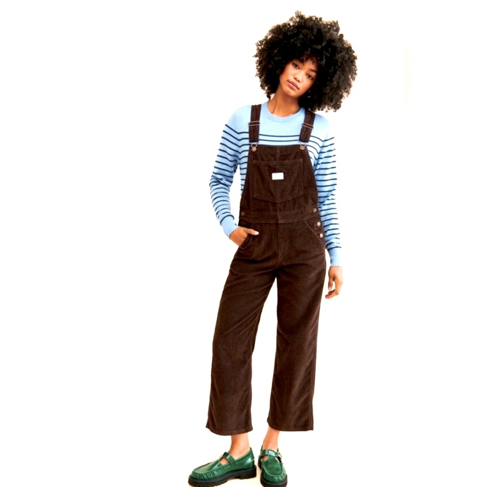 NWT: Levi's Baggy Highwater Corduroy Womens Overalls/Brown